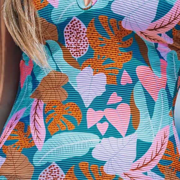 Cupshe Tropical Leaf V-Wire Tankini & Cheeky Bottoms Set Size M | NWT - Picture 3 of 4